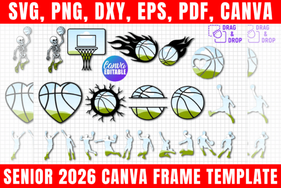 Download 20 Basketball Canva Editable Frame - Basketball canva Collection