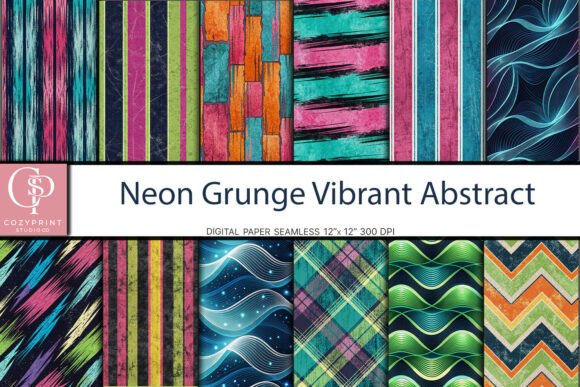 Download Neon Grunge Vibrant Digital Paper - Premium Resources